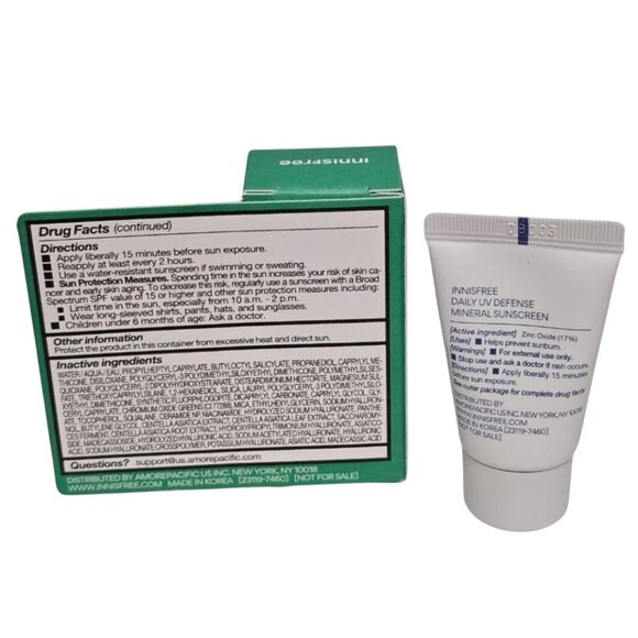 Innisfree Daily UV Defense Sunscreen Broad Spectrum SPF 45 Color Correcting 10mL - Picture 2 of 3